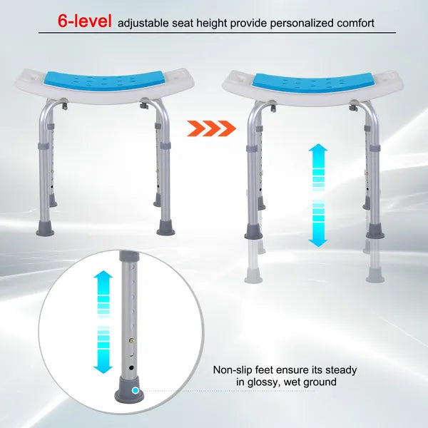 6 Level Adjustable Non Slip Shower Stool with Hand Shower Holder, Blue - product image 6
