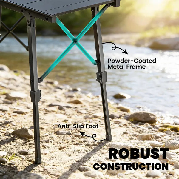 Outsunny Adjustable Height Folding Picnic Table with Removable Plates, Aluminum Camping Table, Black - product image 7