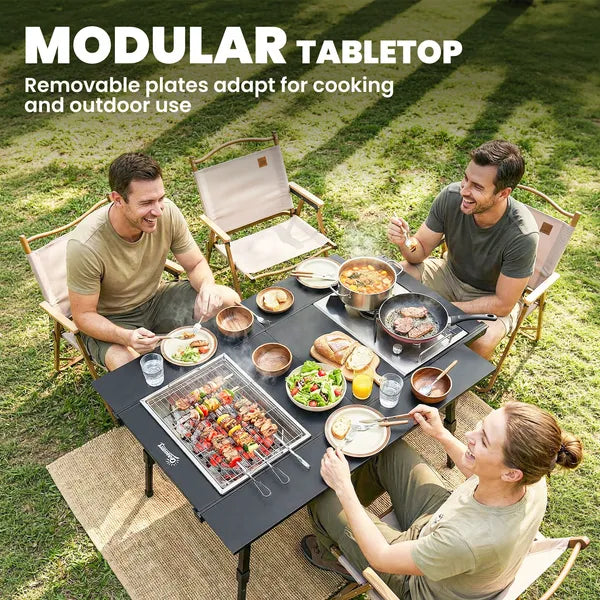 Outsunny Adjustable Height Folding Picnic Table with Removable Plates, Aluminum Camping Table, Black - product image 4