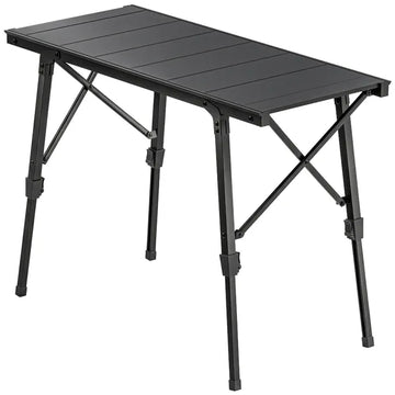Outsunny Adjustable Height Folding Picnic Table with Removable Plates, Aluminum Camping Table, Black - product image 1