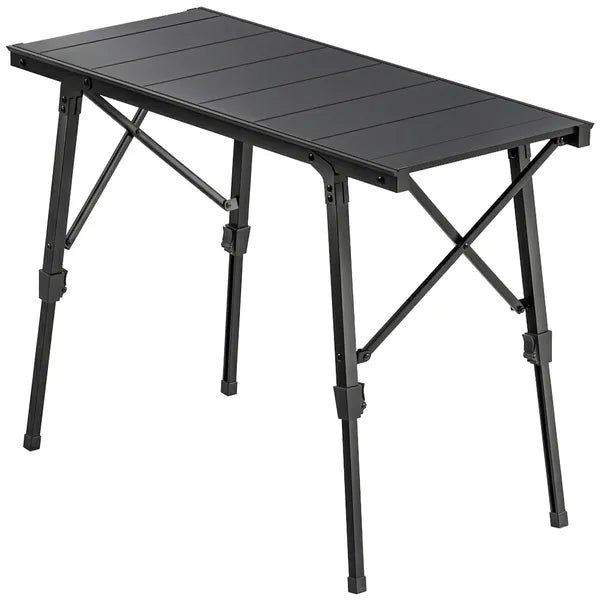 Outsunny Adjustable Height Folding Picnic Table with Removable Plates, Aluminum Camping Table, Black - product image 1