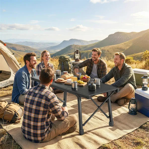 Outsunny Adjustable Height Folding Picnic Table with Removable Plates, Aluminum Camping Table, Black - product image 10