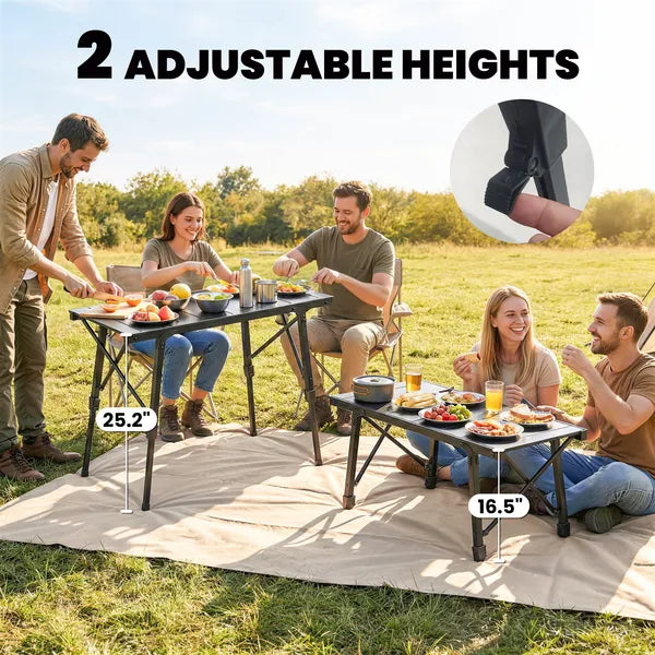 Outsunny Adjustable Height Folding Picnic Table with Removable Plates, Aluminum Camping Table, Black - product image 5