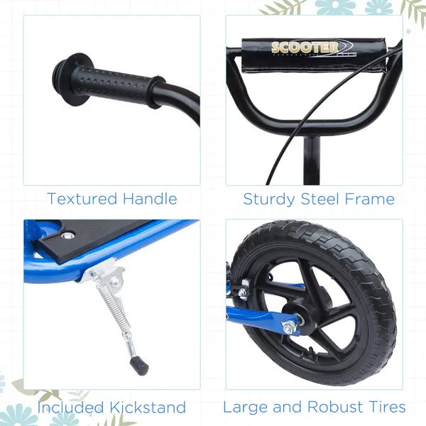 HOMCOM Adjustable Height Kick Scooter for Kids 5-12, Non-Slip Footplate, Big Wheels, Rear Brake, Blue - product image 7