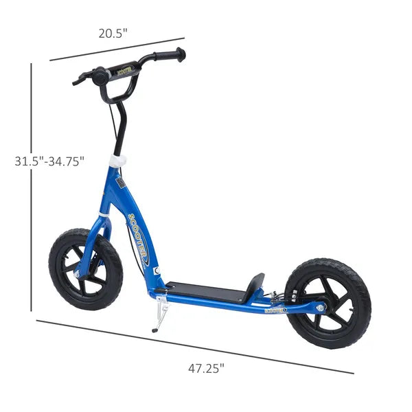 HOMCOM Adjustable Height Kick Scooter for Kids 5-12, Non-Slip Footplate, Big Wheels, Rear Brake, Blue - product image 3