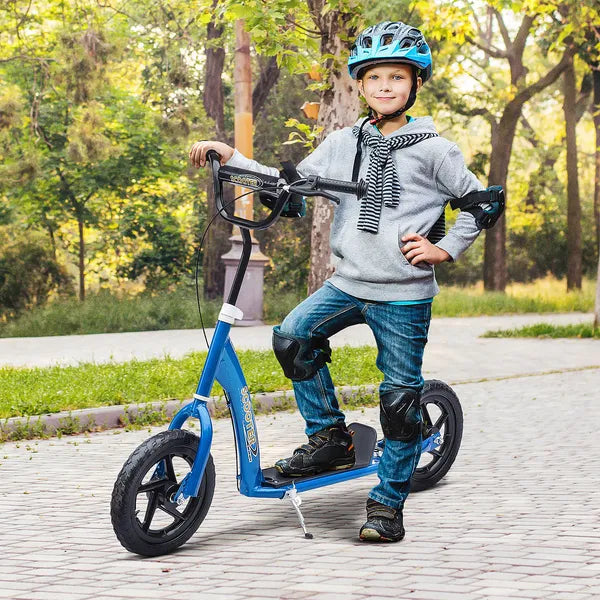 HOMCOM Adjustable Height Kick Scooter for Kids 5-12, Non-Slip Footplate, Big Wheels, Rear Brake, Blue - product image 2