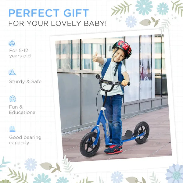 HOMCOM Adjustable Height Kick Scooter for Kids 5-12, Non-Slip Footplate, Big Wheels, Rear Brake, Blue - product image 4