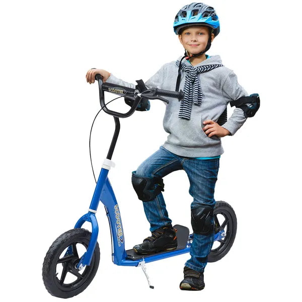 HOMCOM Adjustable Height Kick Scooter for Kids 5-12, Non-Slip Footplate, Big Wheels, Rear Brake, Blue - product image 11