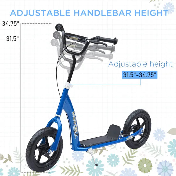 HOMCOM Adjustable Height Kick Scooter for Kids 5-12, Non-Slip Footplate, Big Wheels, Rear Brake, Blue - product image 6