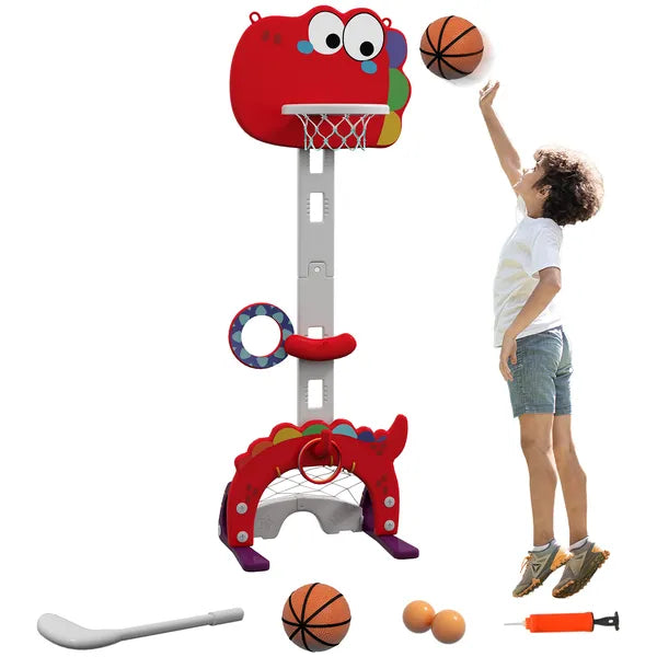 Adjustable Height Kids Basketball Hoop, 4.4-5 ft, 5-in-1 Design for Indoor Use, Red - product image 11