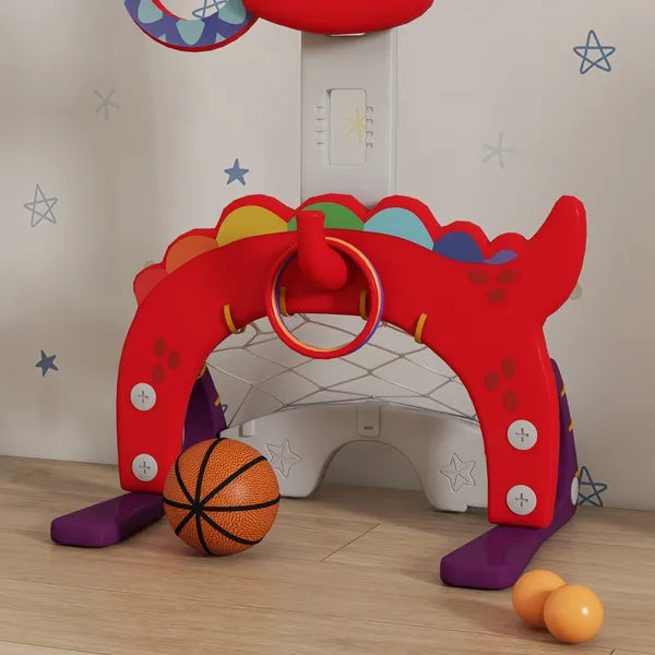 Adjustable Height Kids Basketball Hoop, 4.4-5 ft, 5-in-1 Design for Indoor Use, Red - product image 9