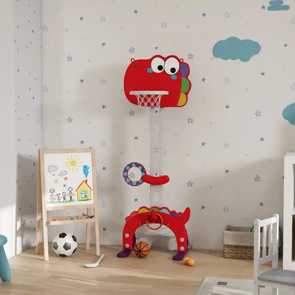 Adjustable Height Kids Basketball Hoop, 4.4-5 ft, 5-in-1 Design for Indoor Use, Red - product image 10