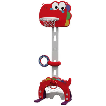 Adjustable Height Kids Basketball Hoop, 4.4-5 ft, 5-in-1 Design for Indoor Use, Red - product image 1