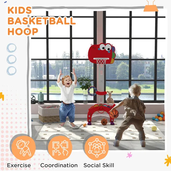 Adjustable Height Kids Basketball Hoop, 4.4-5 ft, 5-in-1 Design for Indoor Use, Red - product image 4