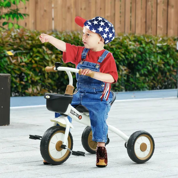 Adjustable Kids Tricycle for Toddlers 2-5 Years with Basket Bell White Comfortable Handlebar Grips - product image 2