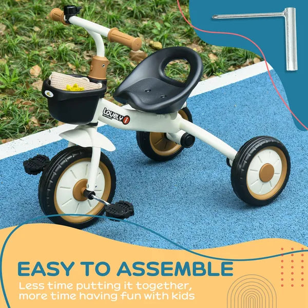 Adjustable Kids Tricycle for Toddlers 2-5 Years with Basket Bell White Comfortable Handlebar Grips - product image 7
