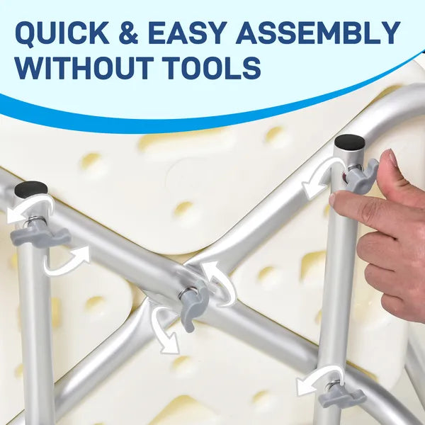 HOMCOM Adjustable Shower Chair with Armrests Suction Feet and 300 lb Capacity White - product image 7
