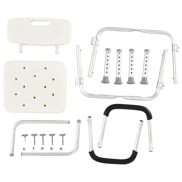 HOMCOM Adjustable Shower Chair with Armrests Suction Feet and 300 lb Capacity White - product image 9