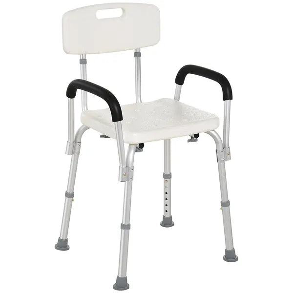 HOMCOM Adjustable Shower Chair with Armrests Suction Feet and 300 lb Capacity White - product image 11