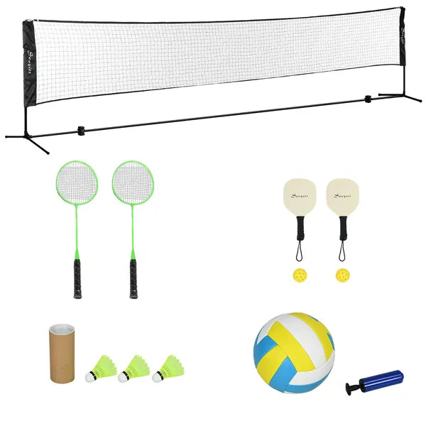 Soozier Adjustable Outdoor Game Set with Net for Badminton, Volleyball, Pickleball, Beach and Driveway Fun - product image 11