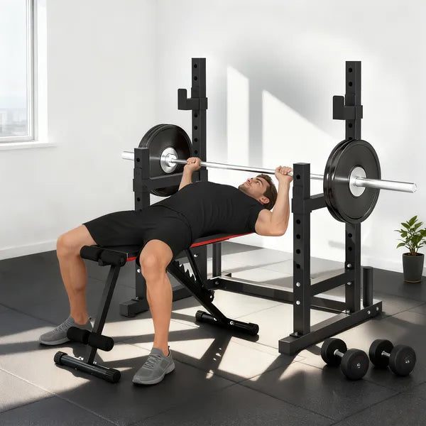 Soozier Adjustable Squat Rack, 660lbs Multi-Functional Bench Press Rack for Weight Lifting Home Gym Strength Training, Black - product image 10