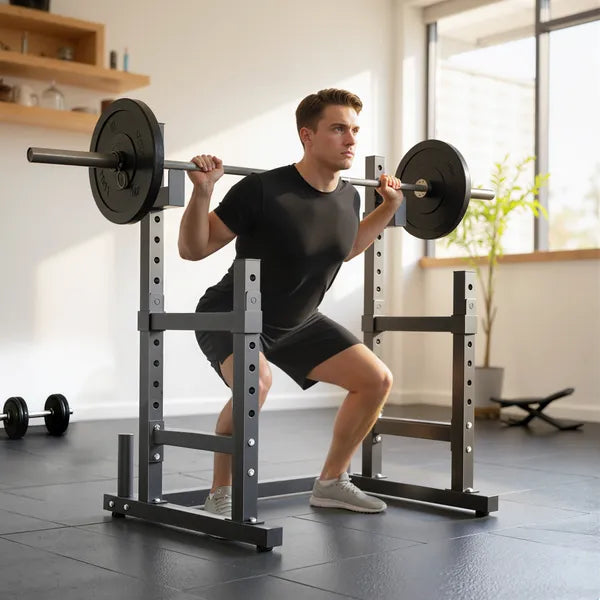 Soozier Adjustable Squat Rack, 660lbs Multi-Functional Bench Press Rack for Weight Lifting Home Gym Strength Training, Black - product image 2