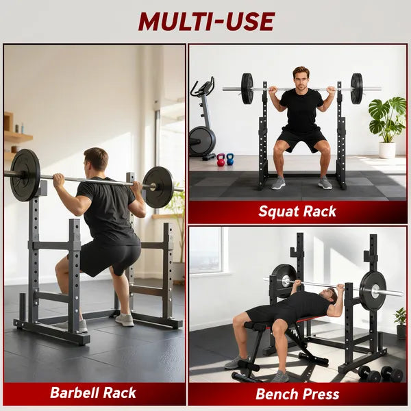 Soozier Adjustable Squat Rack, 660lbs Multi-Functional Bench Press Rack for Weight Lifting Home Gym Strength Training, Black - product image 4