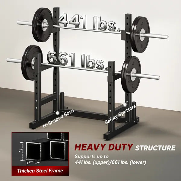 Soozier Adjustable Squat Rack, 660lbs Multi-Functional Bench Press Rack for Weight Lifting Home Gym Strength Training, Black - product image 6