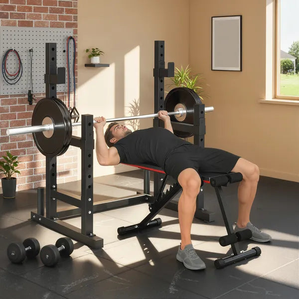 Soozier Adjustable Squat Rack, 660lbs Multi-Functional Bench Press Rack for Weight Lifting Home Gym Strength Training, Black - product image 9