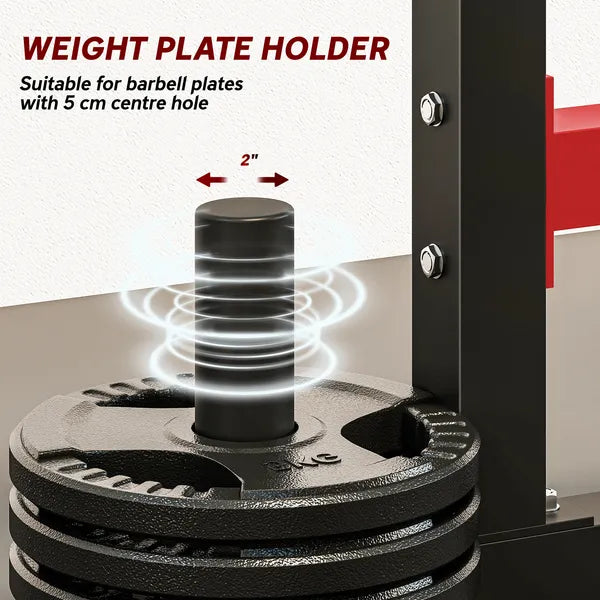 Soozier Adjustable Squat Rack, 660lbs Multi-Functional Bench Press Rack for Weight Lifting Home Gym Strength Training, Red - product image 7