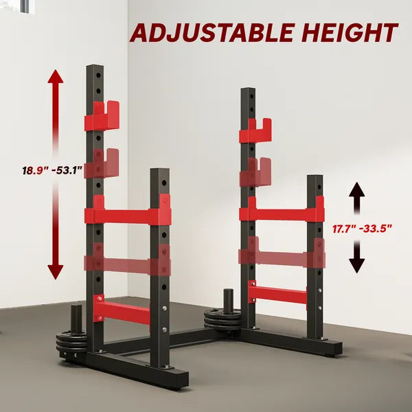 Soozier Adjustable Squat Rack, 660lbs Multi-Functional Bench Press Rack for Weight Lifting Home Gym Strength Training, Red - product image 5