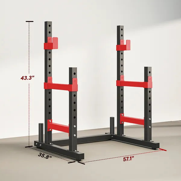 Soozier Adjustable Squat Rack, 660lbs Multi-Functional Bench Press Rack for Weight Lifting Home Gym Strength Training, Red - product image 3