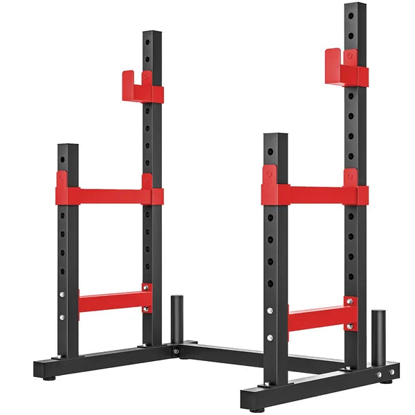 Soozier Adjustable Squat Rack, 660lbs Multi-Functional Bench Press Rack for Weight Lifting Home Gym Strength Training, Red - product image 1