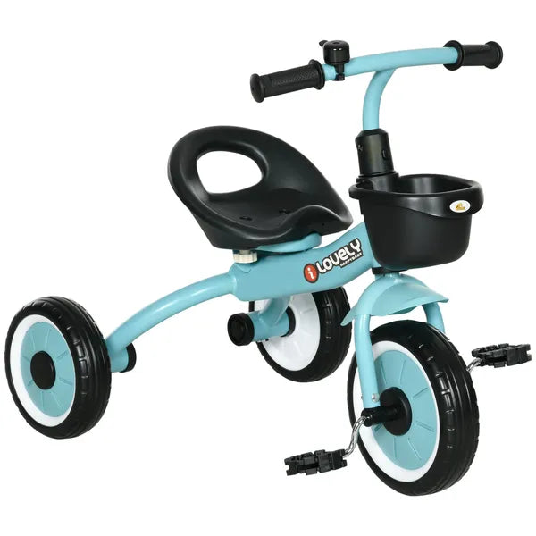 Qaba Adjustable Toddler Tricycle for Ages 2-5, Blue Bike with Basket, Bell, Comfort Grips, Kids' Outdoor Ride-Ons - product image 11