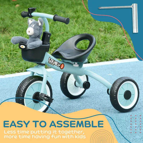 Qaba Adjustable Toddler Tricycle for Ages 2-5, Blue Bike with Basket, Bell, Comfort Grips, Kids' Outdoor Ride-Ons - product image 7