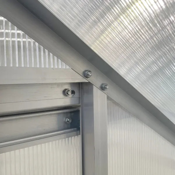 Outsunny Aluminum Greenhouse Polycarbonate Walk-in Garden Greenhouse with Adjustable Roof Vent, Rain Gutter and Sliding Door, 6' x 4' x 7' Clear - product image 8
