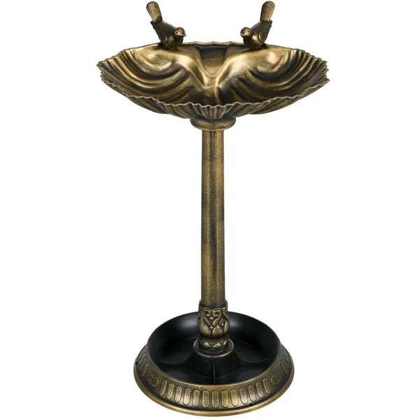Antique Bronze Birdbath 32" with Planter Pedestal and Bird Statues Garden Decor - product image 1