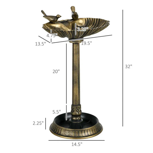 Antique Bronze Birdbath 32" with Planter Pedestal and Bird Statues Garden Decor - product image 3