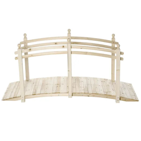 Arched Garden Passage 7.5ft Fir Wood Bridge with Safety Rails for Backyards - product image 11