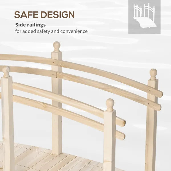 Arched Garden Passage 7.5ft Fir Wood Bridge with Safety Rails for Backyards - product image 5