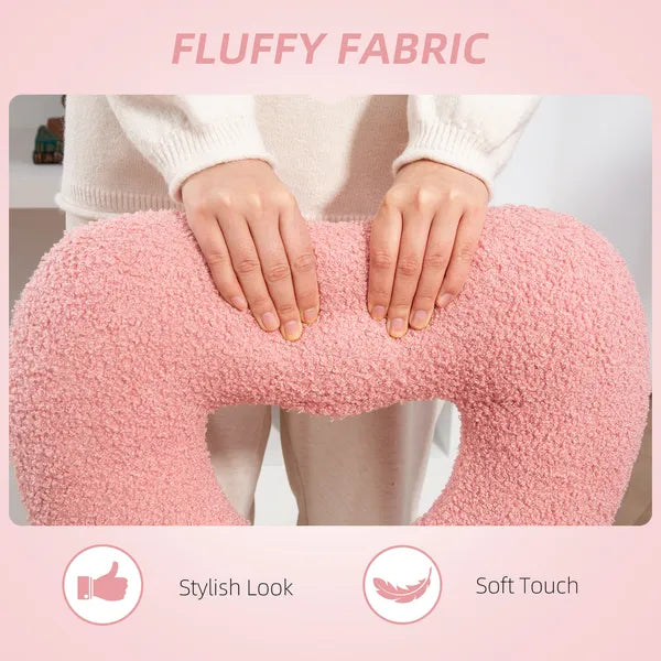 Armless Computer Desk Chair, Office Task Chair, Teddy Fleece Heart Makeup Vanity Chair with Swivel Wheels, Pink - product image 5