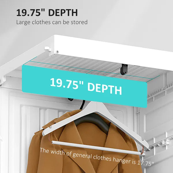 HOMCOM Armoire Foldable White Portable Closet Wardrobe with Cube Storage Hanging Rods Magnet Doors Clothes Organizer - product image 8