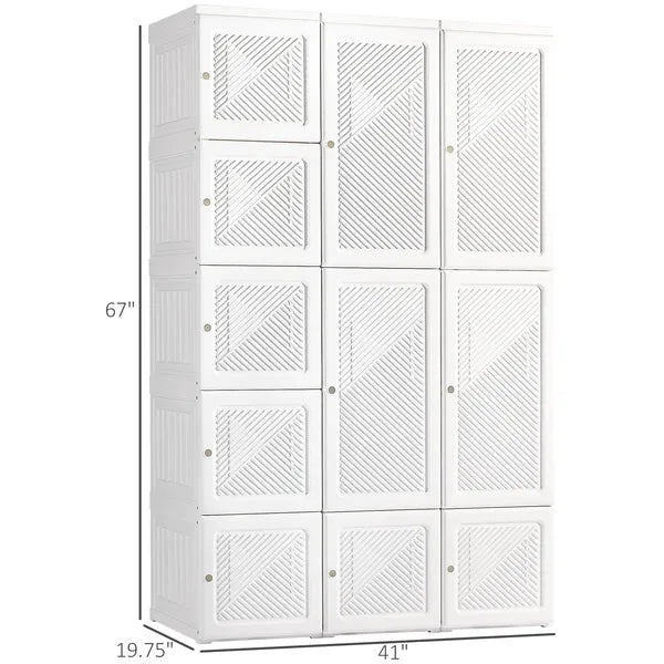 HOMCOM Armoire Foldable White Portable Closet Wardrobe with Cube Storage Hanging Rods Magnet Doors Clothes Organizer - product image 3