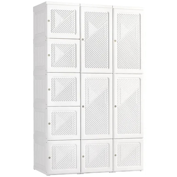 HOMCOM Armoire Foldable White Portable Closet Wardrobe with Cube Storage Hanging Rods Magnet Doors Clothes Organizer - product image 1