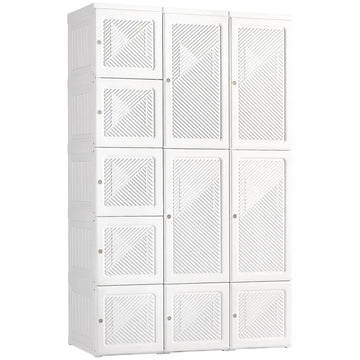 HOMCOM Armoire Foldable White Portable Closet Wardrobe with Cube Storage Hanging Rods Magnet Doors Clothes Organizer - product image 1