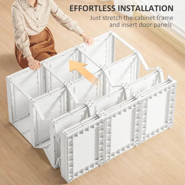 HOMCOM Armoire Foldable White Portable Closet Wardrobe with Cube Storage Hanging Rods Magnet Doors Clothes Organizer - product image 5