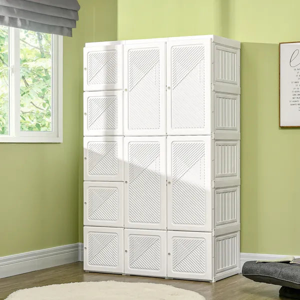 HOMCOM Armoire Foldable White Portable Closet Wardrobe with Cube Storage Hanging Rods Magnet Doors Clothes Organizer - product image 10