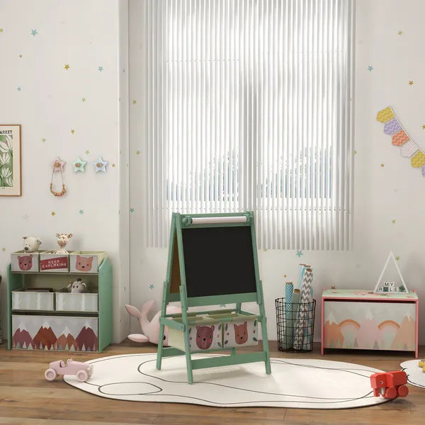 Art Easel for Kids with Paper Roll, 3 in 1 Toddler Painting Easel with Blackboard, Whiteboard, Storage Baskets, Green - product image 9