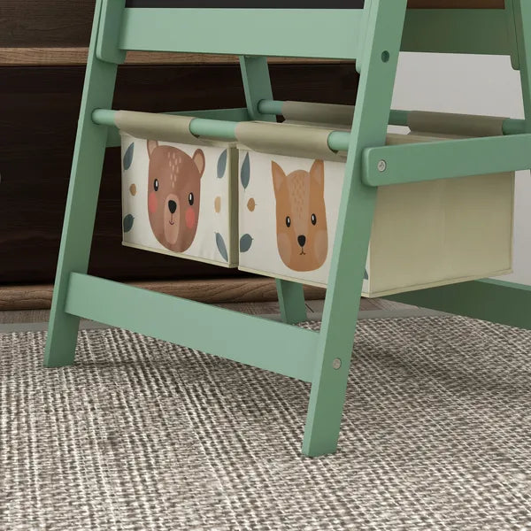 Art Easel for Kids with Paper Roll, 3 in 1 Toddler Painting Easel with Blackboard, Whiteboard, Storage Baskets, Green - product image 8