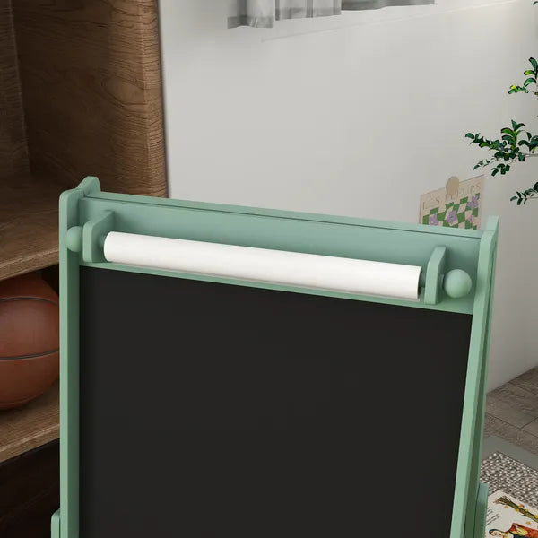Art Easel for Kids with Paper Roll, 3 in 1 Toddler Painting Easel with Blackboard, Whiteboard, Storage Baskets, Green - product image 7
